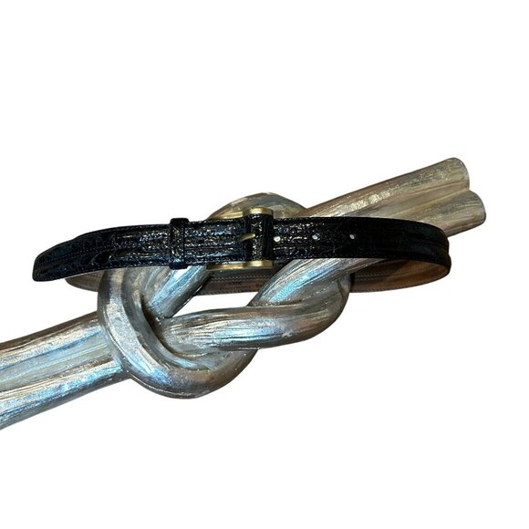 DKNY Black Genuine Caiman Crocodile Belt Made in Italy Size Small - Picture 1 of 9
